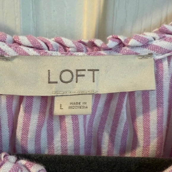 LOFT women”s Dress with Pink and Blue Stripes - Picture 2 of 3